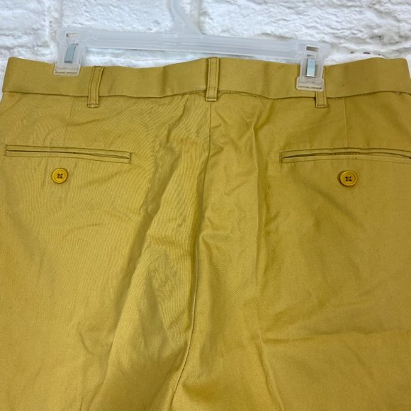 PETER CHRISTIAN Mens W 36 L 30 Mustard Flat Front Chinos Pants - Picture 7 of 13